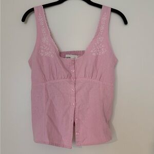 Hollister Pink Linen Blend Button-through tank top